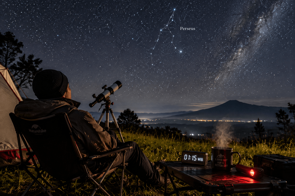 Pengamat bintang mengamati langit timur laut pada pukul 01.15 WIB dini hari waktu terbaik hujan meteor di Indonesia.