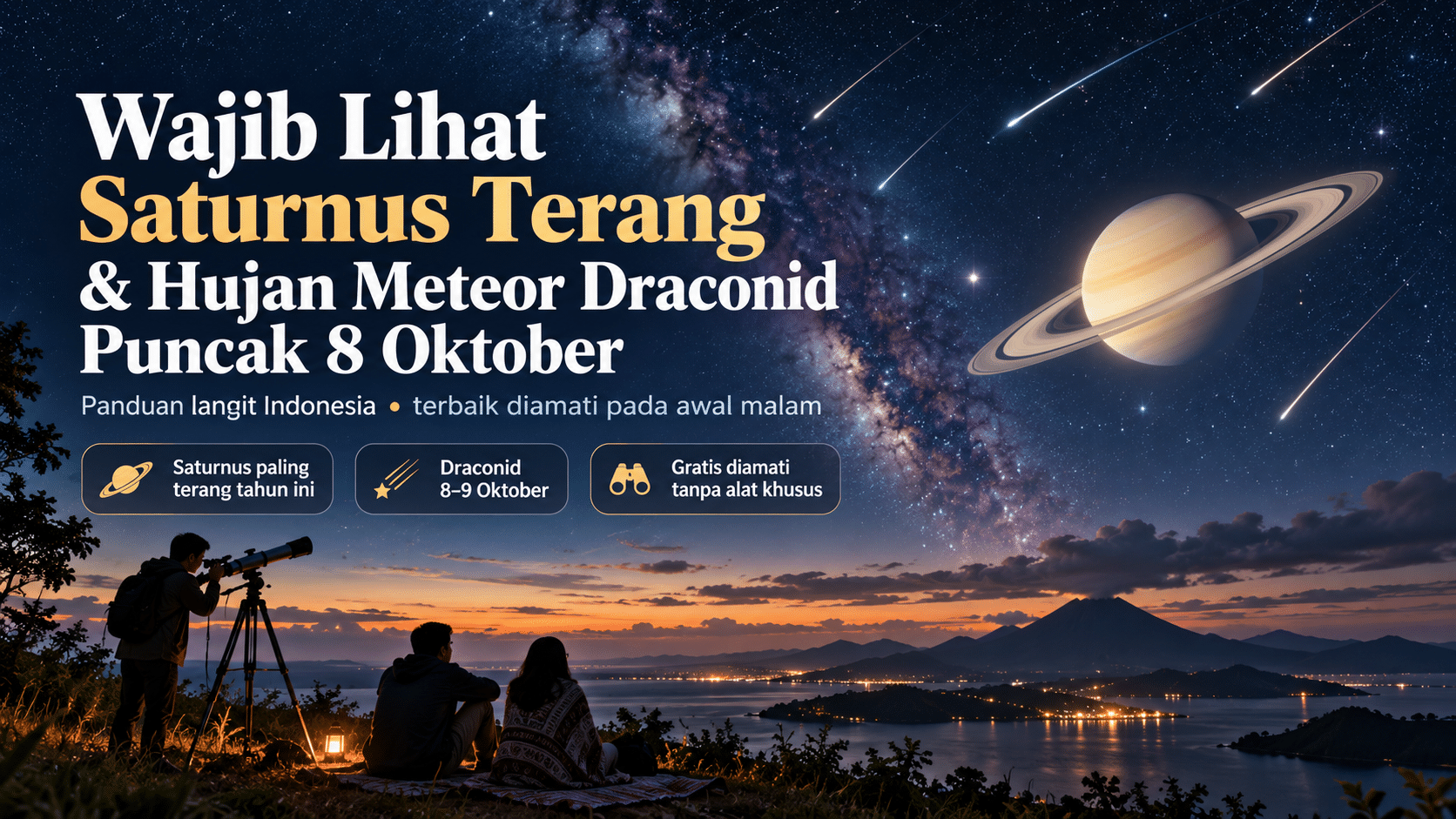 Wajib Lihat Saturnus Terang dan Hujan Meteor Draconid Puncak 8 Oktober